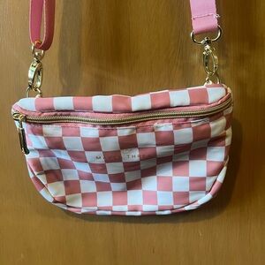 Pink checkered small crossbody bag